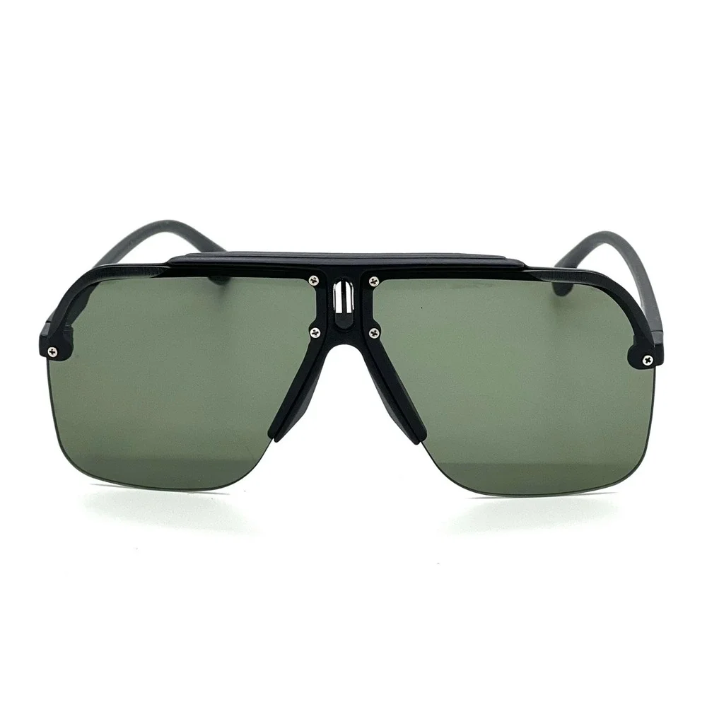 Women Oversize Shield Sunglasses Black Lens Luxury Rimless Bottom Square Shades‎